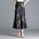 Retro printed satin fishtail skirt for women's summer 2025 new temperament long skirt hip-cover skirt new Chinese skirt