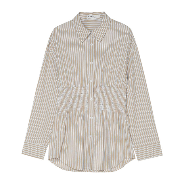BLANK LABEL minimalist high-end pure cotton waist long sleeve white shirt women's striped shirt autumn
