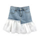 New denim skirt for women summer fashion Hong Kong style mesh splicing A-line hip skirt high waist slim short skirt for women
