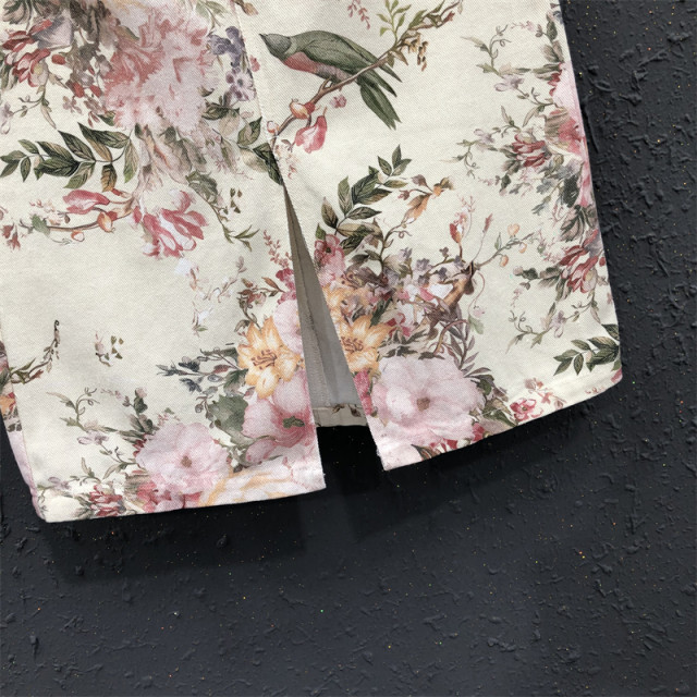
Chinese style slit elegant Hong Kong style skirt for women 2025 summer new printed high waist mid-length hip jeans skirt