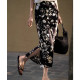 Elegant and elegant acetic acid printed skirt side slit hanging floral high waist A-line skirt fishtail skirt makes you look slim and versatile