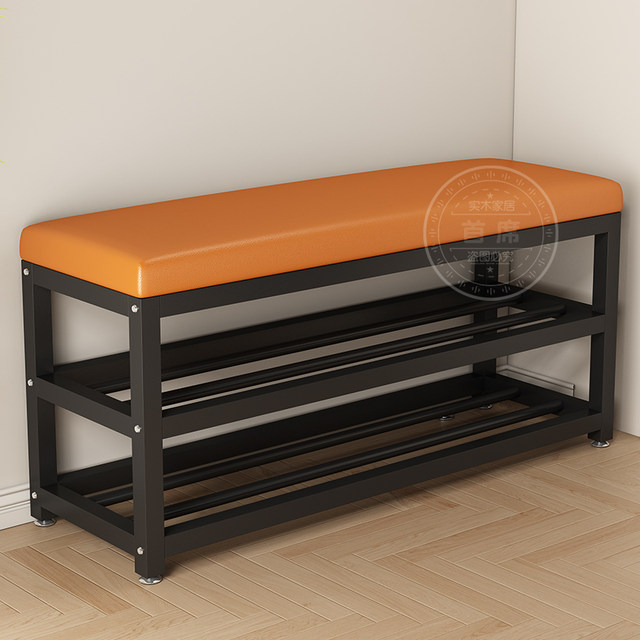 Shoe change stool for home use can sit on the shoe cabinet and sit on the stool integrated entrance door iron art light luxury high-end feel wear shoe stool entrance shoe rack