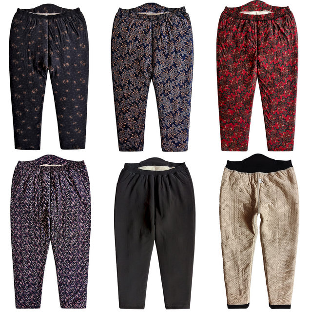 Special body fat mother's thin pure black quilted outer trousers, elderly grandma's plus size plus size lightweight camel hair thin cotton outer trousers