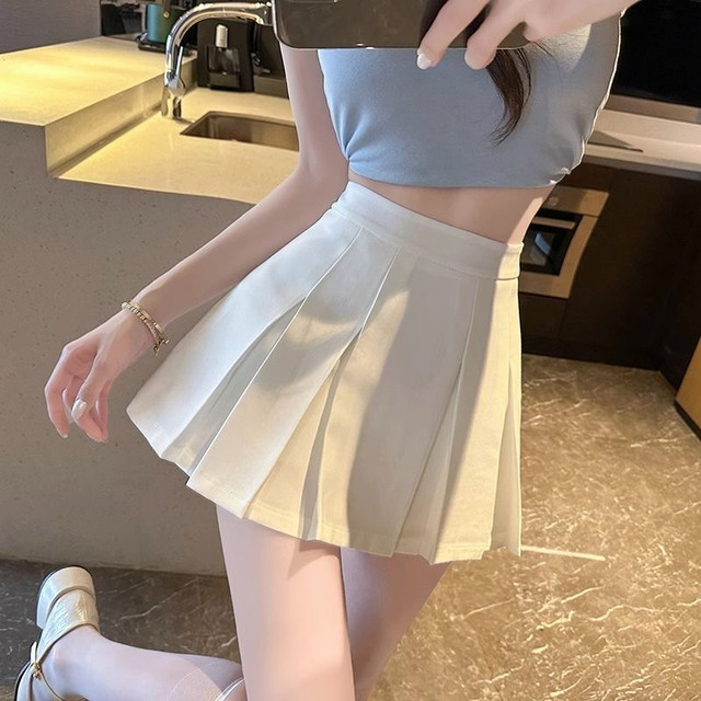 Black pleated skirt for women in autumn and summer 2025 new hot girl miniskirt, small high-waisted A-line suit skirt pants