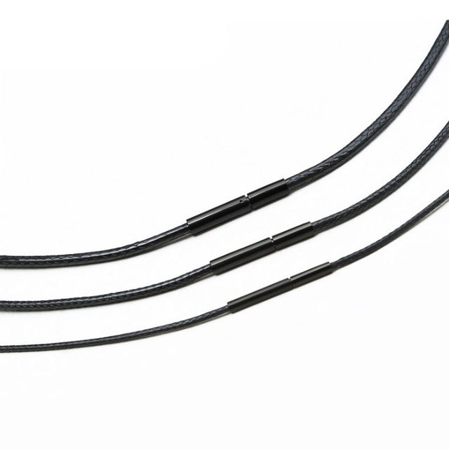 Black invisible buckle leather rope necklace rope black wax rope men and women gold pendant jade pendant rope lanyard crystal