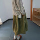 Ancient and color Korean style literary splicing loose large sling mid-length skirt casual and versatile high-waist lace-up cotton skirt spring