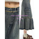 Unvesno (Un) Make old water -washing edges to split small pleated middle waist denim skirt
