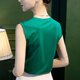 80 mercerized cotton white t loose casual round neck T-shirt for women's cotton t white sleeveless vest 2025 summer women's clothing
