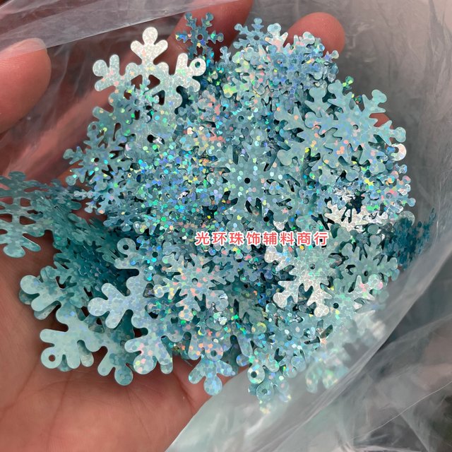 12mm-45mm laser blue mixed snowflake sequins Christmas jewelry beads DIY material handmade loose pieces