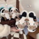 Plush and cute little cows feel like stepping on shit, bedroom home shoes for men and women, new autumn and winter parent-child soft-soled cotton slippers