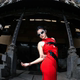 
Three-dimensional hugging red chariot red and black contrasting three-dimensional handmade subculture art hot girl dress