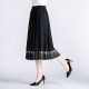 Embroidered lace spliced ​​half-length long skirt for women 2024 summer new middle-aged high-waist umbrella skirt drooping A-line large hem skirt