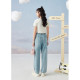 Zihan Straight Light Blue Jeans Women's Summer New Fashion Patch Embroidery High Waist Slim Versatile Casual Pants