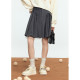 Zihan bow pleated skirt for women in autumn new design sense casual high waist A-line mesh splicing short skirt
