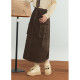 Zihan retro denim worker dress skirt female autumn new Marad casual high waist mid -length A -line skirt
