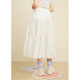 Zihan high waist spliced ​​slit skirt for women 2025 summer new sweet loose white tethered a-line skirt
