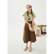 Zihan Retro Cotton Skirt Women's Summer New Art Forest Versatile High Waist Slim Mid-Length A-Line Skirt