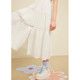 Zihan high waist spliced ​​slit skirt for women 2025 summer new sweet loose white tethered a-line skirt
