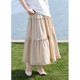 Zi Hansen-style checked mid-length skirt for women in summer 2025 new elastic waist skirt lace spliced ​​cake skirt