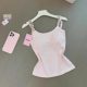 
Pure and gentle pink flower suspender vest for women with breast pad top 2025 new style