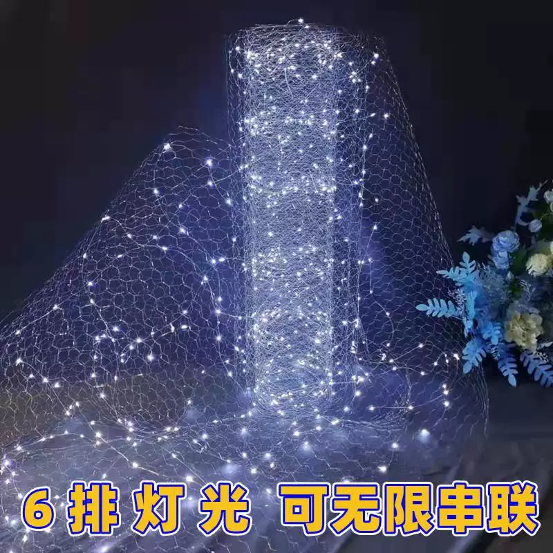 鐵絲網燈婚慶弔頂網星空網燈裝飾防水燈串酒吧創意滿