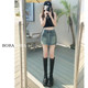 Retro old denim skirt for women 2024 summer new hot girl high waist large size versatile hip skirt