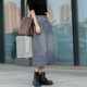 High-waisted slim and slim A-line skirt 2025 new summer retro slit casual mid-length skirt for women