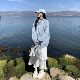 3MER Oh, three girls, wearing plaid stand-up collar jacket on both sides, spring and autumn loose design, men and women's retro jacket
