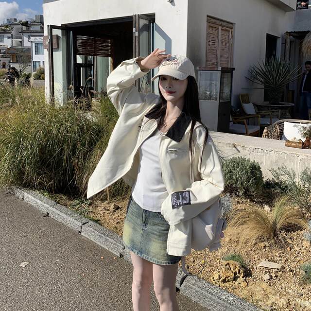 3MER Oh, the three girls American retro washing and old denim skirt for women, versatile A-line short skirt, high-waisted skirt