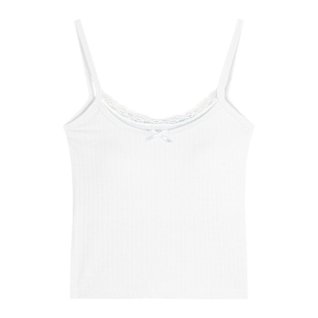 Fake two-piece lace lace small suspender vest for women with breast pads in summer pure hot girl slim short top