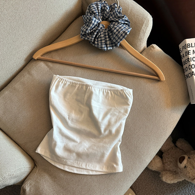 Puppy embroidered suspender vest for women with breast pad Thai hot girl one-shoulder strapless top summer wrapping breasts