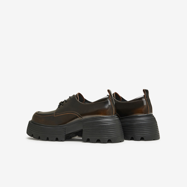 Tata He and She Thick Sole Small Leather Shoes Women's Height-Enhanced JK Shoes Lace-Oxford Single Shoes Women's 2025 Summer New 7BW20CM4