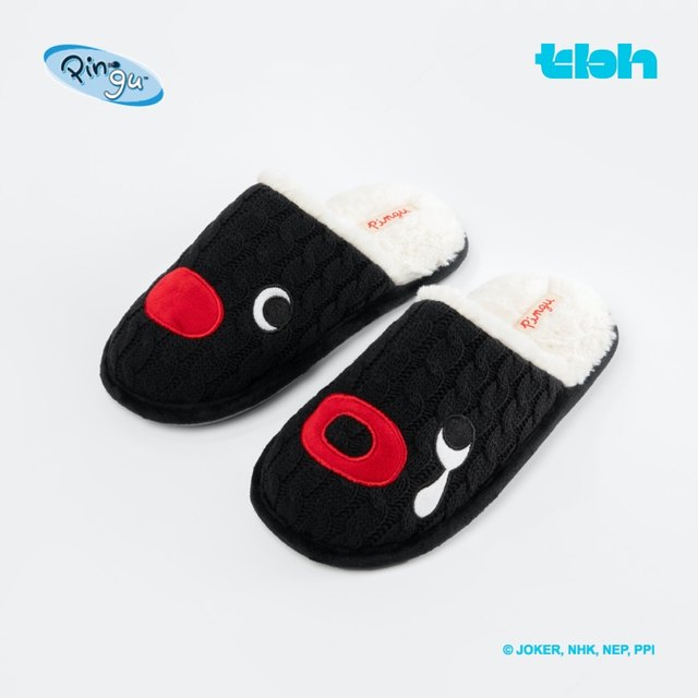tbh Brutalist Home Pingu Cooperation Series Knitted Cable Pattern Men's and Women's Slippers Indoor Home Warm Shoes Winter
