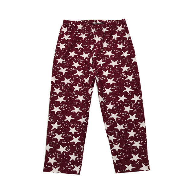 Summer Star Print Thin Cropped Pants for Women's Stretch Milk Wire Tight Leggings Slim Mid-Electric Pants K1590
