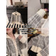 misslady French retro wool ingredients thickened lapel sweater geometric plaid long-sleeved cardigan jacket