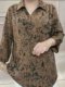 Summer Internet celebrity new style of meat covering retro floral loose large size lapel and quarter sleeve casual commuter mother top
