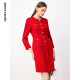 The same style of Pier Cardin women's dress in the mall, French retro bright red and high-end A-line skirt