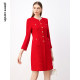 The same style of Pier Cardin women's dress in the mall, French retro bright red and high-end A-line skirt