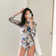 DK sunscreen conservative long -sleeved conjoined swimsuit female triangle Bikinis covered belly thin beach swimwear seaside resort