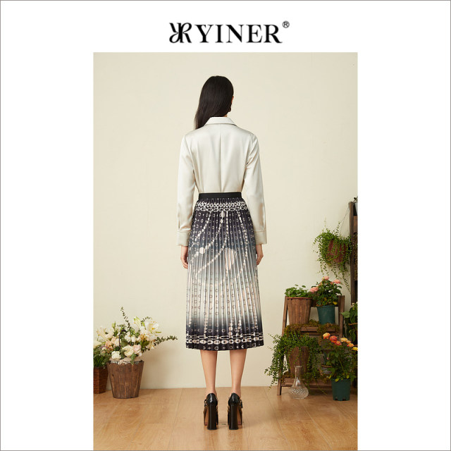 YINER sound children's clothing spring fashion gradient pattern printed pleated skirt
