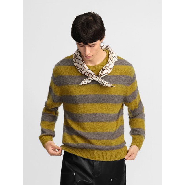 GXG men's stripe design sweater loose men's bottom shirt light casual sweater 2024 autumn new products
