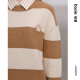 Bosie Boxi Spring and Autumn Pullover Round Neck Sweater Men's Couple Striped Sweater Fashionable and Versatile