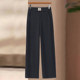 Mom's autumn 2025 new straight-leg pants elastic medium-high waist spring wool casual long pants middle-aged and elderly women's clothing