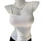 Sling pure slutty breasts in white and black with breast pads for women Modal shows big breasts and slim fit vest inner and sexy