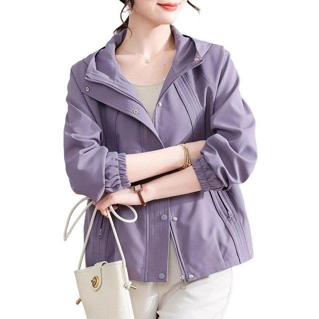 Mom autumn casual windbreaker jacket 2025 new style middle-aged and elderly women loose large size dignified hooded top 40