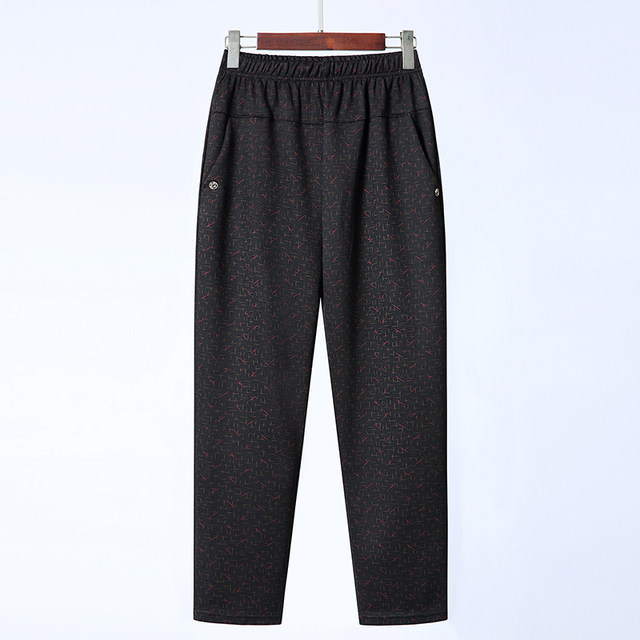 Middle-aged and elderly autumn loose mother's pants high-waisted spring and autumn grandma floral pants for outer wear winter trousers plus velvet