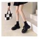 New British style small leather shoes for women 2024 spring and autumn thick sole versatile lace-up loafers black jk single shoes shiny