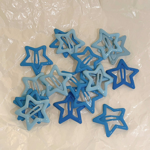 Blue star hairpin Zhang Jie concert headwear support dopamine cute five-pointed star bangs side clip hairpin