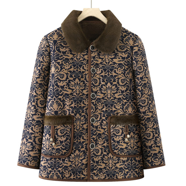 Elderly women's clothing, autumn and winter cotton clothes, women's cotton coats, thickened velvet, middle-aged and elderly women's clothing, mother's clothing, warm cotton jackets