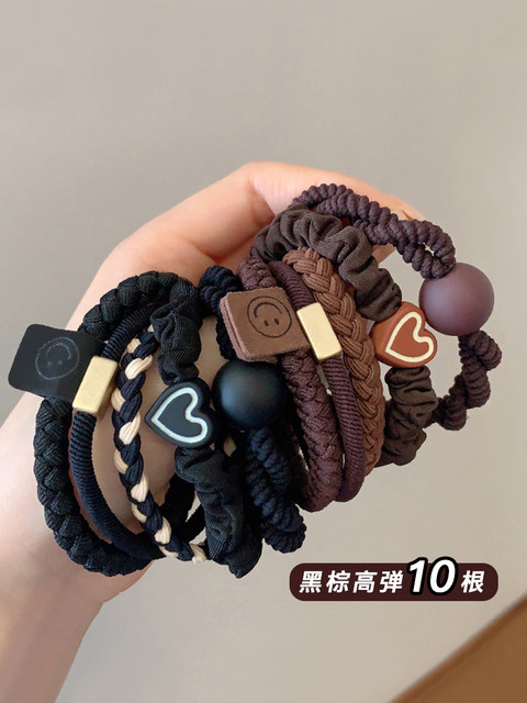 Headband 2024 tied hair simple rubber band women's new high-end temperament high elastic durable leather case hair loop rope